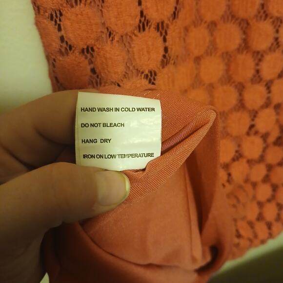 Vintage Solitaire Women's Dress S Coin Crochet Coral Pink Artsy Boho Retro - Picture 10 of 11